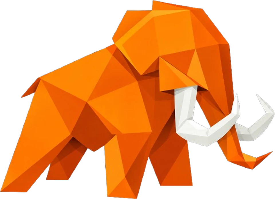 Mamute em origami laranja, mascote da EQSAM